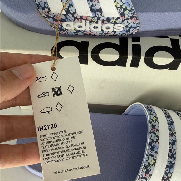 Adidas Adilette Shower K Slides Floral Purple Kids Size 2 | IH2720 w/ Box NWT - Picture 3 of 7